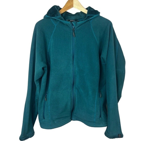 Outdoor Research Tops - Outdoor Research Green Fleece Hoodie Size L Zip Up